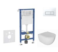 Geberit Duofix - Conjunto de instalación empotrada, inodoro Oudee y asiento softclose, pulsador Delta50, blanco alpino SANI11CA3137B