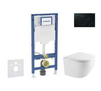 Geberit Duofix - Conjunto de instalación empotrada, inodoro Oudee y asiento softclose, pulsador Sigma01, negro SANI11CA5161