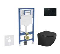 Geberit Duofix - Conjunto de instalación empotrada, inodoro Oudee y asiento softclose, pulsador Sigma01, negro SANI11CA5508
