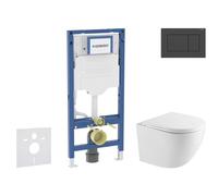 Geberit Duofix - Conjunto de instalación empotrada, inodoro Oudee y asiento softclose, pulsador Sigma20, negro mate/negro SANI11CA5156