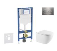Geberit Duofix - Conjunto de instalación empotrada, inodoro Oudee y asiento softclose, pulsador Sigma20, acero inoxidable SANI11CA6172