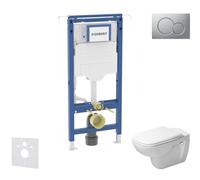 Geberit Duofix - Conjunto de instalación empotrada, inodoro y asiento Duravit D-Code, botón Sigma01, Rimless, SoftClose, cromo mate SANI11CP2100