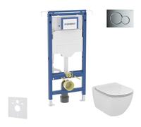 Geberit Duofix - Conjunto de instalación empotrada, inodoro y asiento Ideal Standard Tesi, botón Sigma01, cromo brillante SANI11CD1108