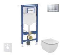 Geberit Duofix - Conjunto de instalación empotrada, inodoro y asiento Ideal Standard Tesi, pulsador Sigma20, Aquablade, SoftClose, cromo mate/cromo SANI11CD2112