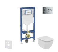 Geberit Duofix - Conjunto de instalación empotrada, inodoro y asiento Ideal Standard Tesi, pulsador Sigma01, Rimless, SoftClose, cromo brillante SANI11CD1102