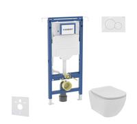 Geberit Duofix - Conjunto de instalación empotrada, inodoro y asiento Ideal Standard Tesi, pulsador Sigma01, Rimless, SoftClose, blanco alpino SANI11CD3101