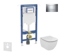 Geberit Duofix - Conjunto de instalación empotrada, inodoro y asiento Ideal Standard Tesi, pulsador Sigma20, cromo SANI11CD1110