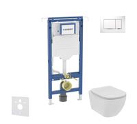 Geberit Duofix - Conjunto de instalación empotrada, inodoro y asiento Ideal Standard Tesi, pulsador Sigma20, Rimless, SoftClose, blanco/cromo SANI11CD3106