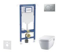 Geberit Duofix - Conjunto de instalación empotrada, inodoro y asiento Tece One, pulsador Sigma01, Rimless, SoftClose, cromo mate SANI11CT2100