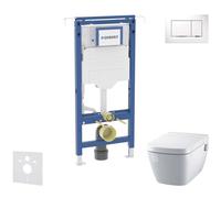 Geberit Duofix - Conjunto de instalación empotrada, inodoro y asiento Tece One, pulsador Sigma20, Rimless, SoftClose, blanco/cromo brillante SANI11CT3105