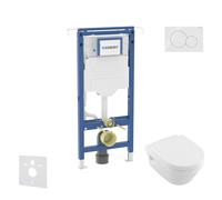 Geberit Duofix - Conjunto de instalación empotrada, inodoro y asiento Villeroy Boch, pulsador Sigma01, DirectFlush, SoftClose, CeramicPlus, blanco alpino SANI11CK3109