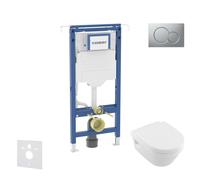 Geberit Duofix - Conjunto de instalación empotrada, inodoro y asiento Villeroy Boch, pulsador Sigma01, DirectFlush, SoftClose, CeramicPlus, cromo mate SANI11CK2109