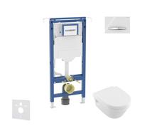 Geberit Duofix - Conjunto de instalación empotrada, inodoro y asiento Villeroy Boch, pulsador Sigma50, DirectFlush, SoftClose, CeramicPlus, blanco alpino SANI11CK3110