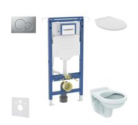 Geberit Duofix - Conjunto de módulo de instalación empotrada, inodoro Alpha con asiento, pulsador Sigma01, cromo mate SANI11CD2103