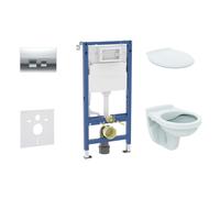 Geberit Duofix - Conjunto de módulo de instalación empotrada, inodoro Alpha y asiento, pulsador Delta35, cromo brillante SANI11CD1144
