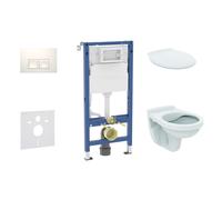 Geberit Duofix - Conjunto de módulo de instalación empotrada, inodoro Alpha y asiento, pulsador Delta35, blanco alpino SANI11CD3143