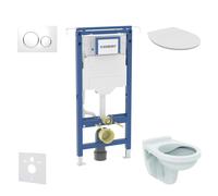 Geberit Duofix - Conjunto de módulo de instalación empotrada, inodoro Alpha y asiento, pulsador Sigma20, blanco/cromo SANI11CD3117