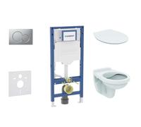 Geberit Duofix - Conjunto de módulo de instalación empotrada, inodoro Alpha y asiento softclose, pulsador de Sigma01, cromomate SANI11CD2102