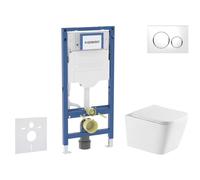 Geberit Duofix - Conjunto de módulo de instalación empotrada, inodoro Arkas l y asiento softclose, pulsador Sigma20, blanco/cromo SANI11CA31140