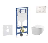 Geberit Duofix - Conjunto de módulo de instalación empotrada, inodoro Gaia y asiento softclose, pulsador de descarga Sigma01, blanco alpino SANI11CA3117B