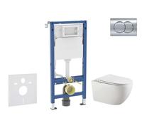 Geberit Duofix - Conjunto de módulo de instalación empotrada, inodoro Gaia y asiento softclose, pulsador de descarga Delta01, cromo brillante SANI11CA1136B