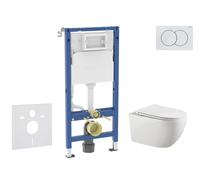 Geberit Duofix - Conjunto de módulo de instalación empotrada, inodoro Gaia y asiento softclose, pulsador de descarga Delta01, blanco alpino SANI11CA3124B