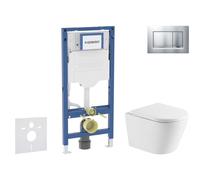 Geberit Duofix - Conjunto de módulo de instalación empotrada, inodoro Nefia y asiento con cierre suave, botón Sigma20, cromo lacado mate/ cromo SANI11CA2106