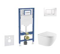 Geberit Duofix - Conjunto de módulo de instalación empotrada,Inodoro Oudee y asiento con cierre suave, botón Sigma20, blanco/cromo SANI11CA31130