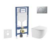Geberit Duofix - Conjunto de módulo de instalación empotrada, Inodoro Oudee y asiento con cierre suave, botón Sigma01, Cromo lacado mate SANI11CA2104