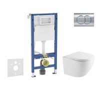 Geberit Duofix - Conjunto de módulo de instalación empotrada, Inodoro Oudee y asiento con cierre suave, botón Delta01, cromo brillante SANI11CA1160