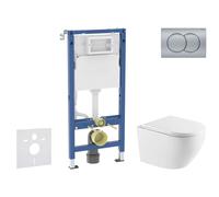 Geberit Duofix - Conjunto de módulo de instalación empotrada,Inodoro Oudee y asiento con cierre suave, botón Delta01, cromo mate SANI11CA2111