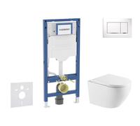 Geberit Duofix - Conjunto de módulo de instalación empotrada,Inodoro Oudee y asiento con cierre suave, botón Sigma20, blanco/cromo SANI11CA31119