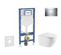 Geberit Duofix - Conjunto de módulo de instalación empotrada,inodoro Oudee y asiento con cierre suave, botón Sigma20, cromo SANI11CA1165