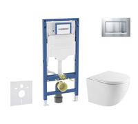 Geberit Duofix - Conjunto de módulo de instalación empotrada, inodoro Oudee y asiento con cierre suave, botón Sigma20, cromo lacado mate/ cromo SANI11CA2103