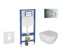 Geberit Duofix - Conjunto de módulo de instalación empotrada, Inodoro Oudee y asiento con cierre suave, botón Sigma01, cromo brillante SANI11CA1120B