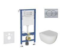 Geberit Duofix - Conjunto de módulo de instalación empotrada,Inodoro Oudee y asiento con cierre suave, botón Delta01, cromo mate SANI11CA1125B