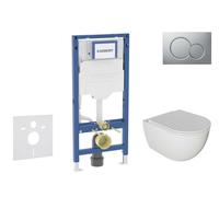 Geberit Duofix - Conjunto de módulo de instalación empotrada, Inodoro Oudee y asiento con cierre suave, botón Sigma01, Cromo lacado mate SANI11CA1123B