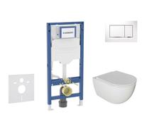 Geberit Duofix - Conjunto de módulo de instalación empotrada,Inodoro Oudee y asiento con cierre suave, botón Sigma20, blanco/cromo SANI11CA3115B
