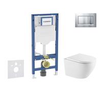 Geberit Duofix - Conjunto de módulo de instalación empotrada, inodoro Oudee y asiento con cierre suave, botón Sigma20, cromo lacado mate/ cromo SANI11CA2112