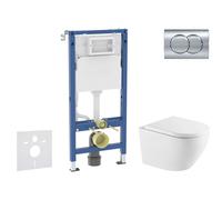 Geberit Duofix - Conjunto de módulo de instalación empotrada, Inodoro Oudee y asiento con cierre suave, botón Delta01, cromo brillante SANI11CA1169
