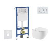 Geberit Duofix - Conjunto de módulo de instalación empotrada, Inodoro Oudee y asiento con cierre suave, botón Delta01, Blanco alpino SANI11CA31120