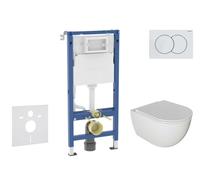 Geberit Duofix - Conjunto de módulo de instalación empotrada, Inodoro Oudee y asiento con cierre suave, botón Delta01, Blanco alpino SANI11CA3116B