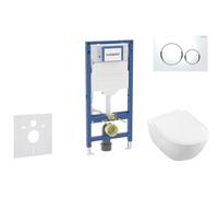 Geberit Duofix - Conjunto de módulo de instalación empotrada, inodoro Subway 2.0 y asiento softclose, pulsador de descarga Sigma20, blanco/cromo brillante SANI11CK3111