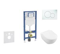 Geberit Duofix - Conjunto de módulo de instalación empotrada, inodoro Subway 2.0 y asiento softclose, pulsador Sigma01, blanco alpino SANI11CK3108