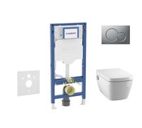 Geberit Duofix - Conjunto de módulo de instalación empotrada, inodoro TECEone y asiento softclose, pulsador Sigma01, cromo mate SANI11CT2102