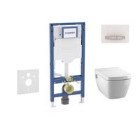 Geberit Duofix - Conjunto de módulo de instalación empotrada, inodoro TECEone y asiento softclose, pulsador Sigma50, blanco alpino SANI11CT3107