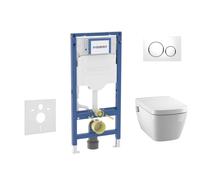 Geberit Duofix - Conjunto de módulo de instalación empotrada, inodoro TECEone y asiento softclose, pulsador Sigma20, blanco/cromo brillante SANI11CT3103