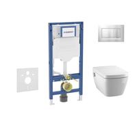 Geberit Duofix - Conjunto de módulo de instalación empotrada, inodoro TECEone y asiento softclose, pulsador Sigma20, cromo mate/cromo SANI11CT2106