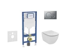 Geberit Duofix - Conjunto de módulo de instalación empotrada, inodoro Tesi y asiento, pulsador Sigma01, cromo mate SANI11CD2118