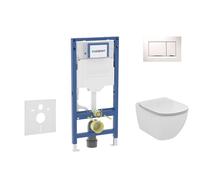Geberit Duofix - Conjunto de módulo de instalación empotrada, inodoro Tesi y asiento, pulsador Sigma20, blanco/cromo SANI11CD3120